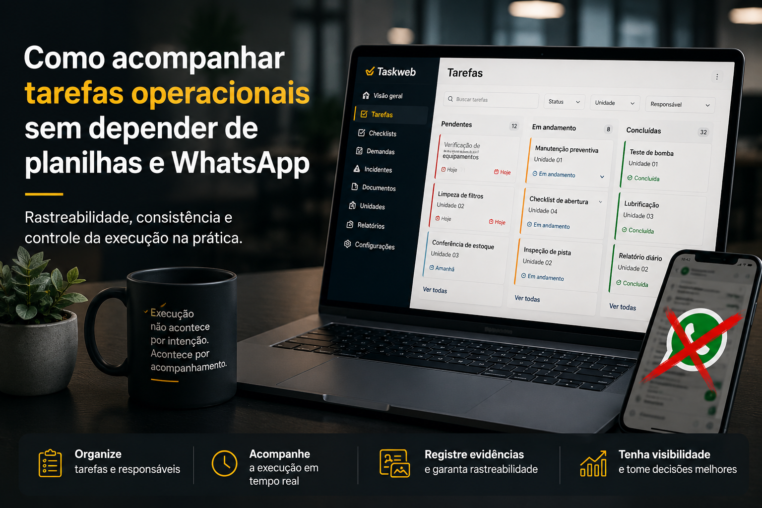 acompanhar tarefas operacionais rastreabilidade execução sem planilha