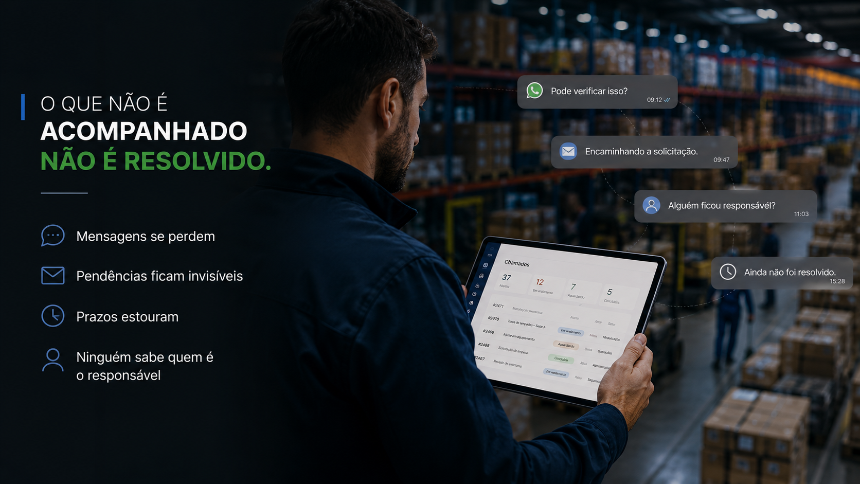 Gestor acompanha a execução operacional em centro de distribuição durante o crescimento da operação